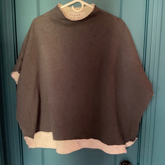 Frank & Eileen AUDREY Funnel Neck Capelet (black denim) - Picture 1 of 3